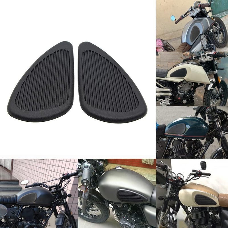 kucehiup Motorcycle Fuel Tank Knee Pad, Vintage Tank Side Panels Protector Stickers Universal Gas Petrol Tank Knee Pads(Black2) - Image 2